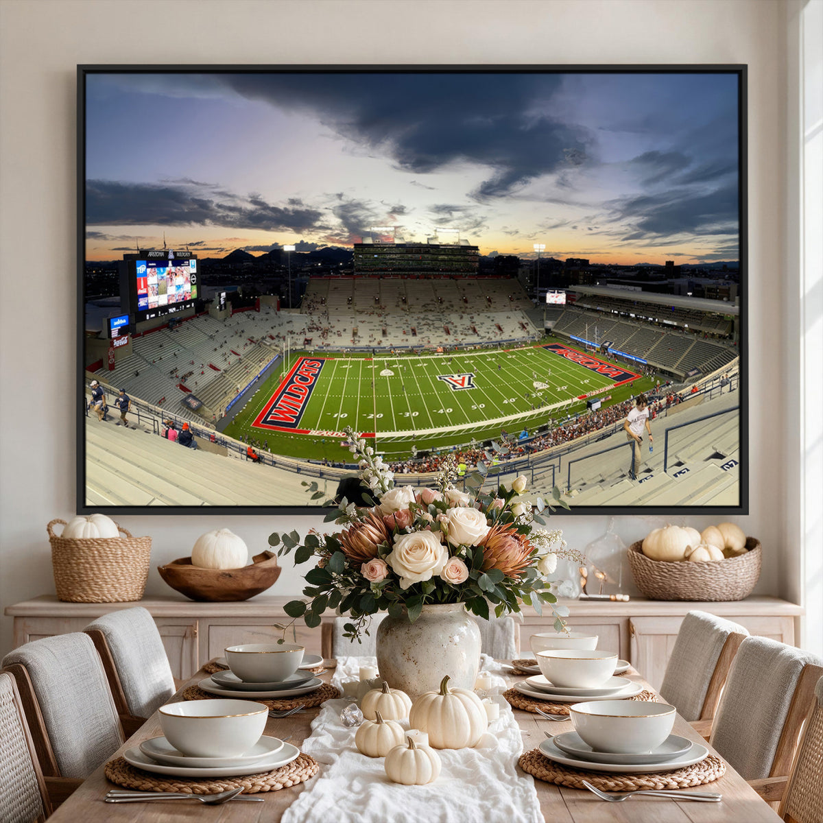 24339-MGV-CV-36X24 - Arizona Wildcats Football Team Print - Tucson Arizona Stadium Wall Art Canvas Print