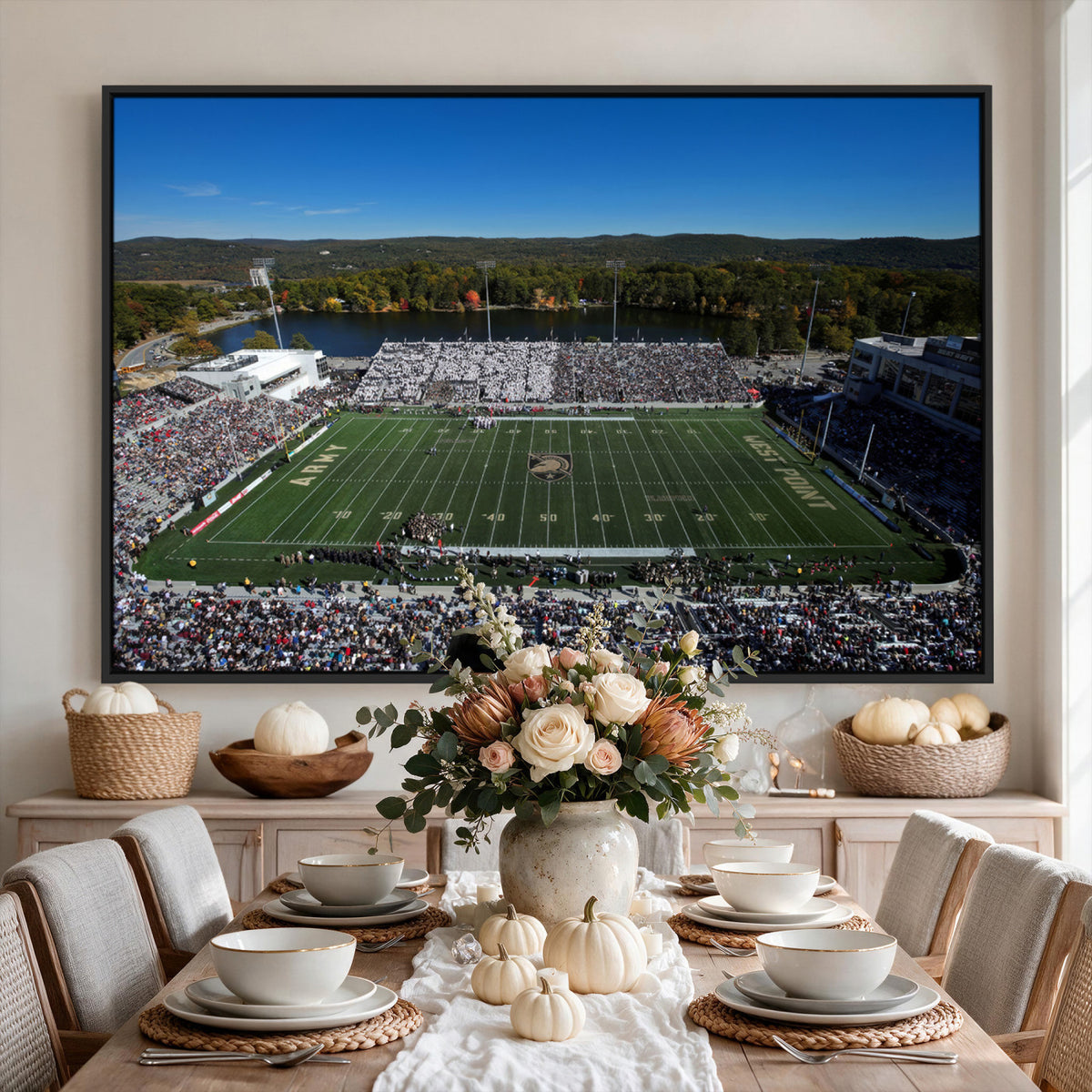 52056-MGV-CV-36X24 - Army Black Knights Football Team Print - West Point Michie Stadium Wall Art Canvas Print