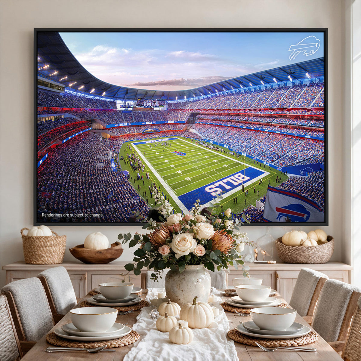 57873-MGV-CV-36X24 - Buffalo Bills Football Team Print Canvas - Buffalo Highmark Stadium Wall Art Canvas Print