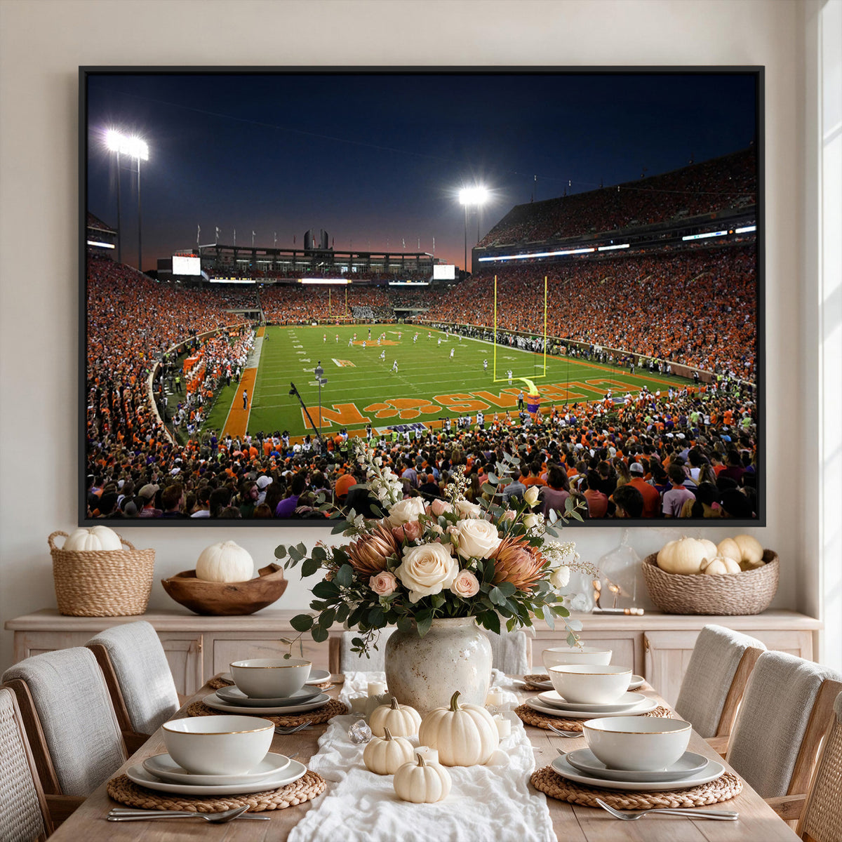 32340-MGV-CV-36X24 - Clemson University Tigers Art Print, Football Team Print