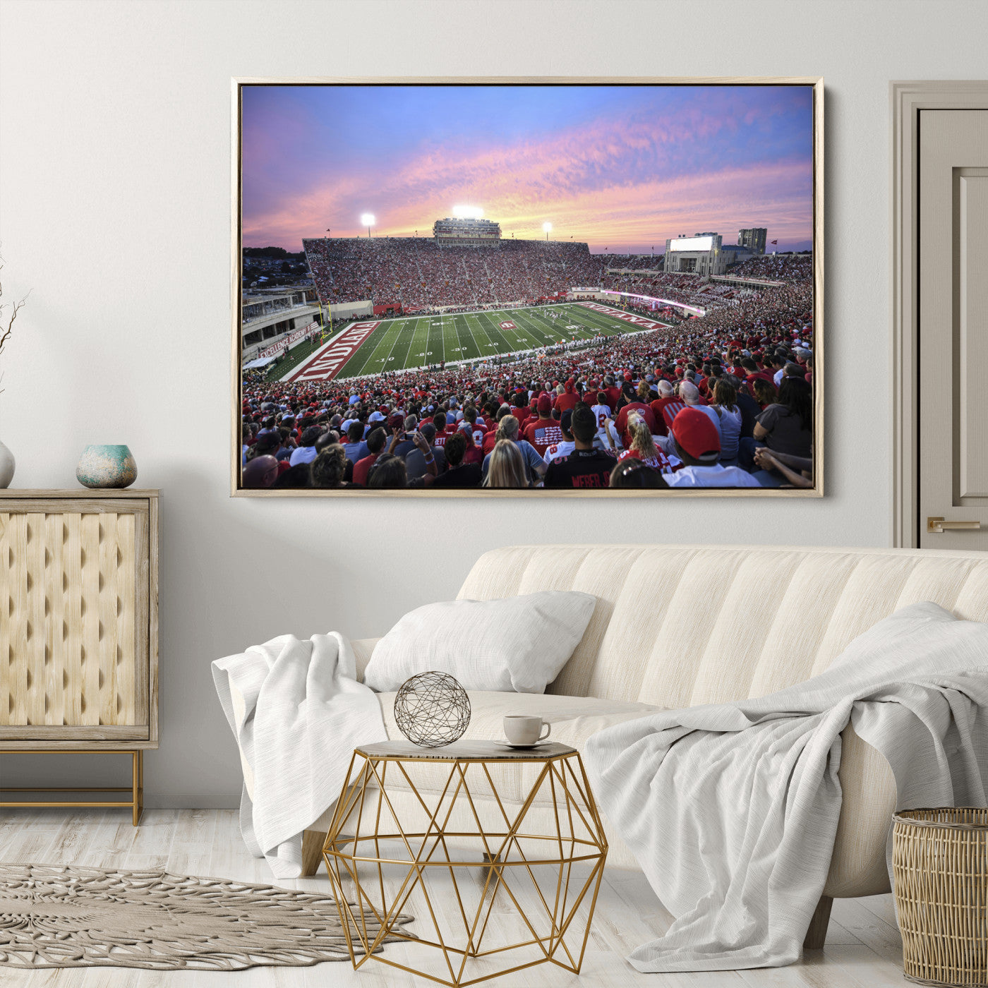 13046-MGV-CV-36X24-Indiana University Hoosiers Football Team Print - Bloomington Memorial Stadium Wall Art Canvas Print