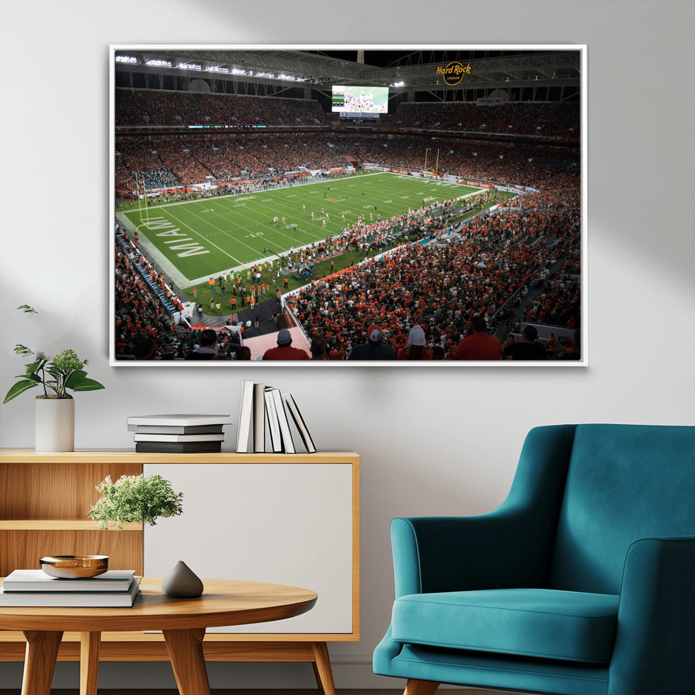 MGV-FC-36X24 - Miami Hurricanes Football Team Print Canvas- Miami Hard Rock Stadium Wall Art Canvas Print