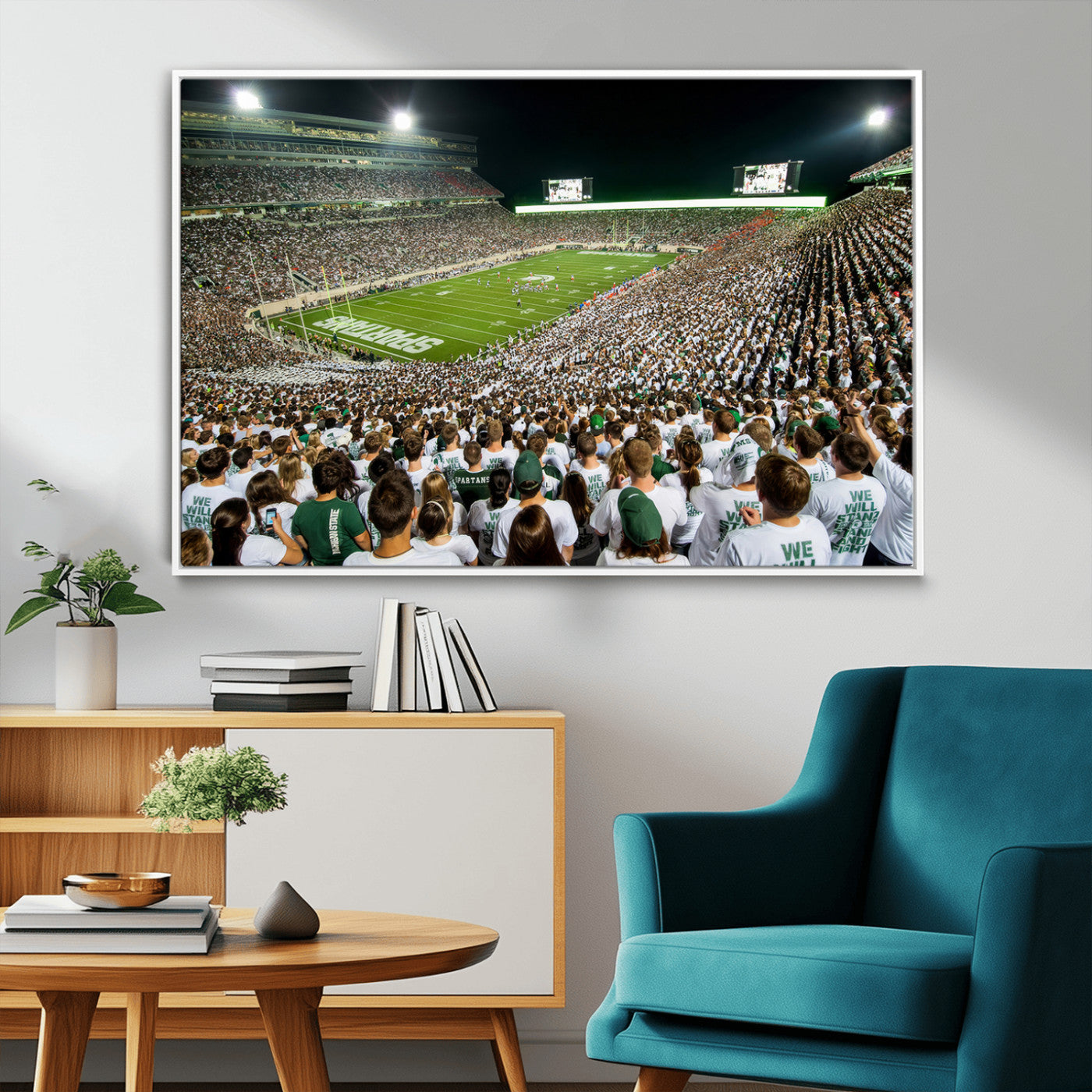 MGV-FC-36X24 - Michigan State Spartans Football Canvas Print - East Lansing Spartan Stadium Wall Art Canvas Print
