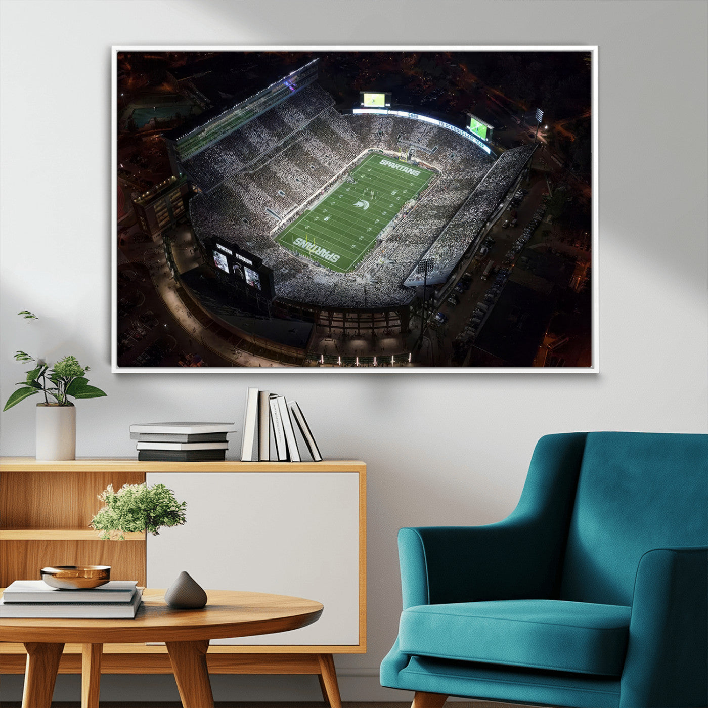 MGV-FC-36X24 - Michigan State Spartans Football Team Print - East Lansing Spartan Stadium Print Wall Art