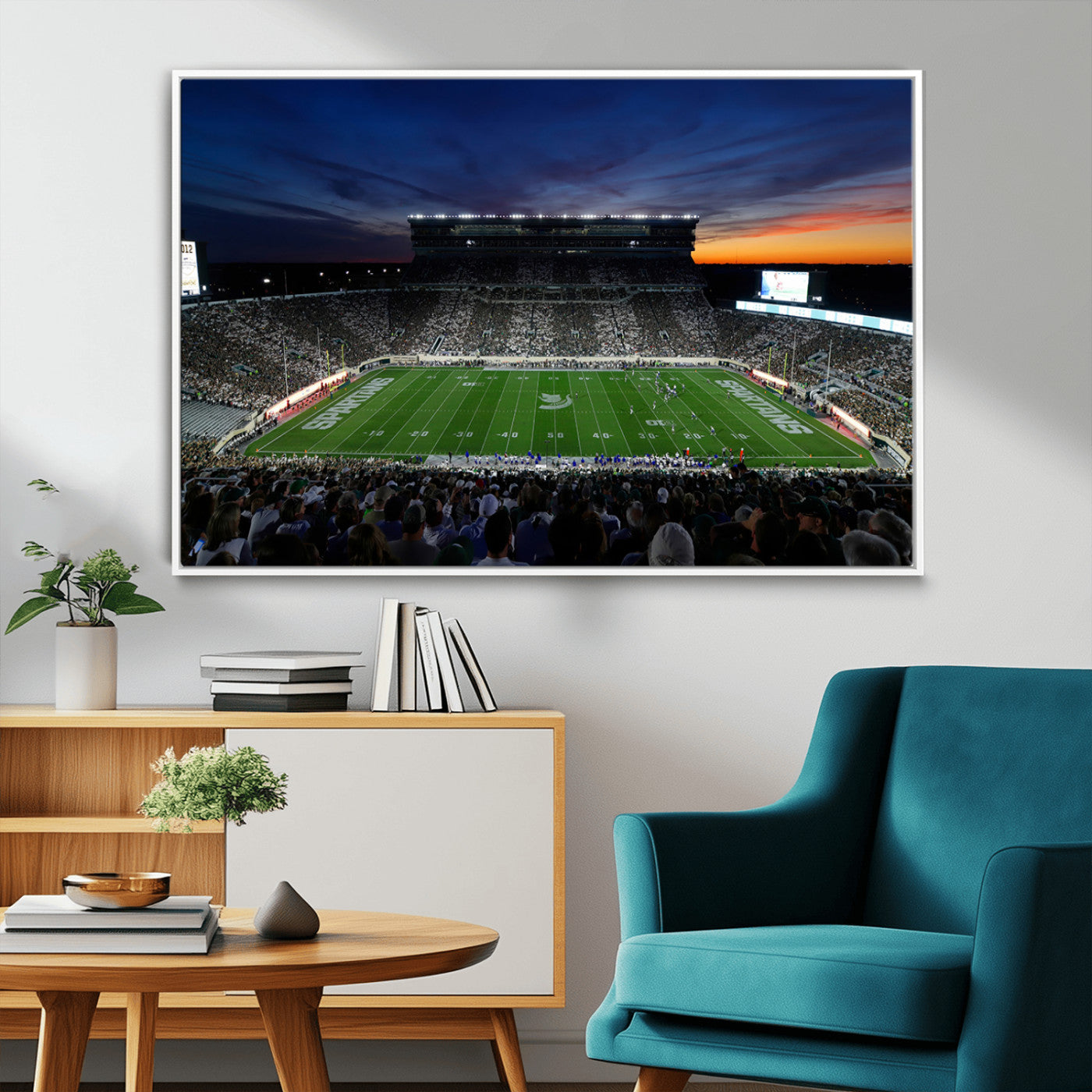 MGV-FC-36X24 - Michigan State Spartans Football Team Print - East Lansing Spartan Stadium Canvas Print
