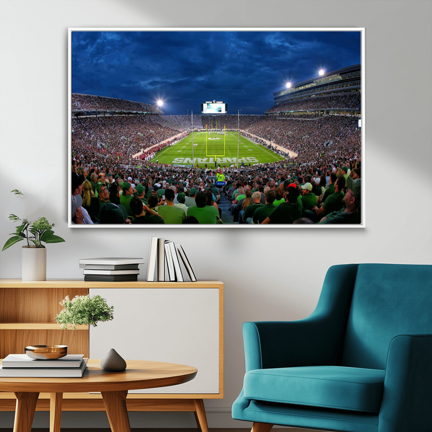 MGV-FC-36X24 - Michigan State Spartans Football Team Print - East Lansing Spartan Stadium Wall Art Canvas Print