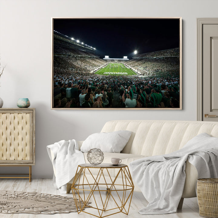 Michigan State Spartans Football Team Print - East Lansing Spartan Stadium Wall Art Canvas Print