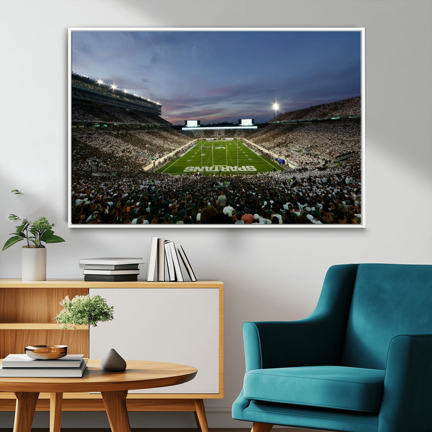 MGV-FC-36X24 - Michigan State Spartans Football Team Print - East Lansing Spartan Stadium Canvas Print