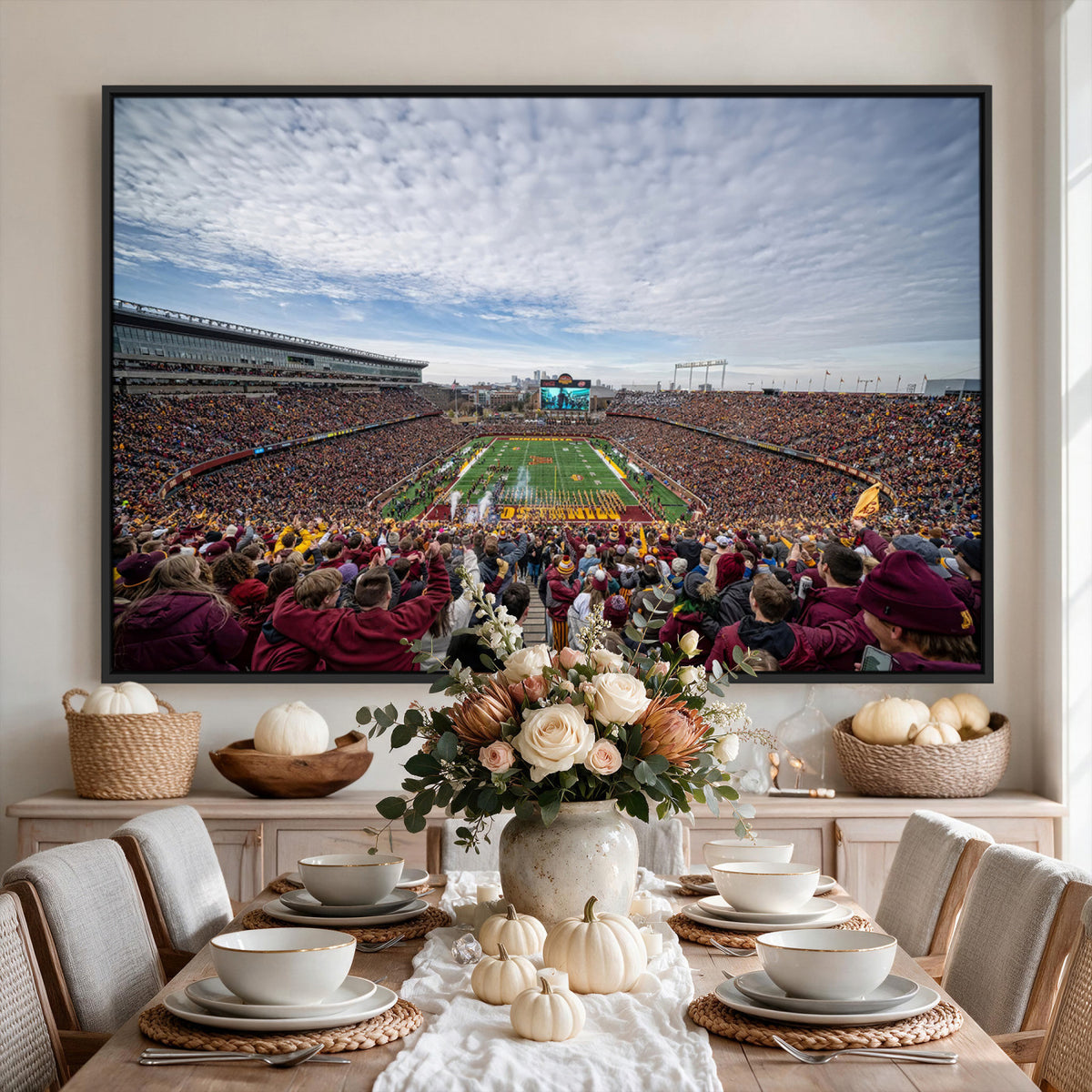 38459-PAN-FL-20X10 - University of Minnesota Golden Gophers Football Team Print - Minneapolis Huntington Bank Stadium Art