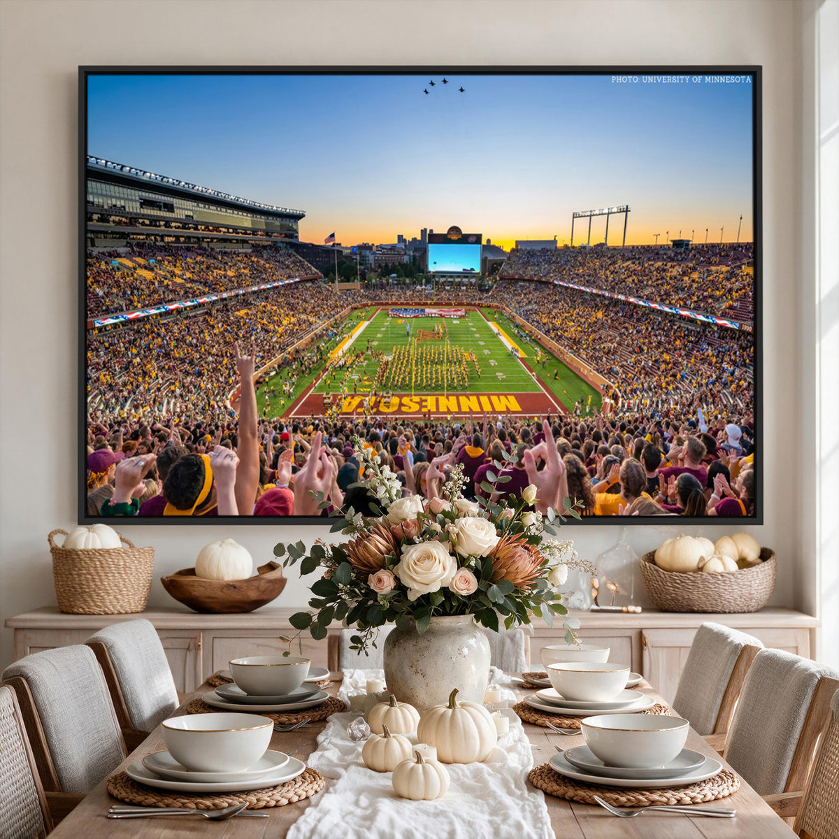 63452-PAN-FL-20X10 - University of Minnesota Golden Gophers Football Team Print - Minneapolis Huntington Bank Stadium