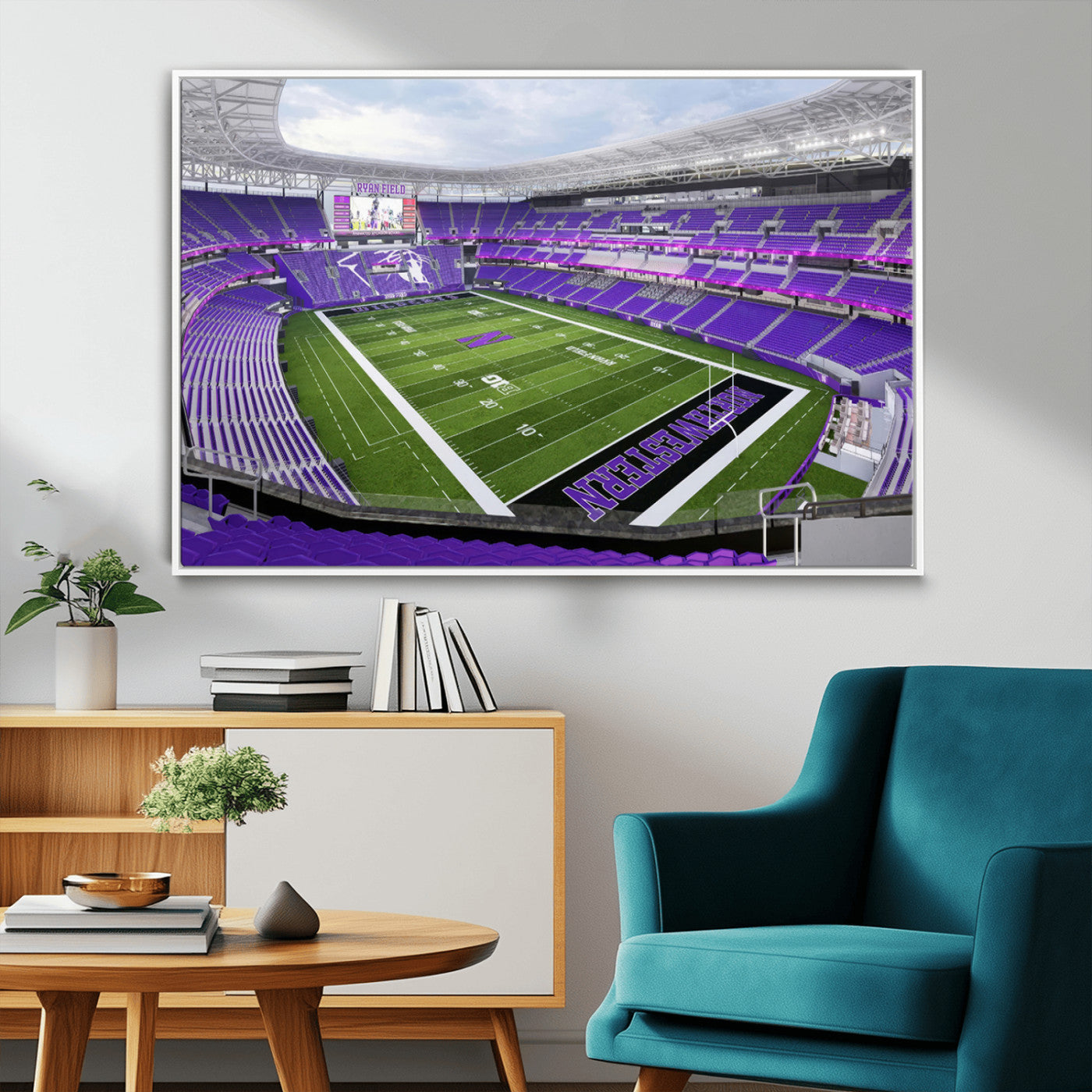 MGV-FC-36X24 - Northwestern University Wildcats Football Team Print - Evanston Ryan Field Wall Art Canvas Print