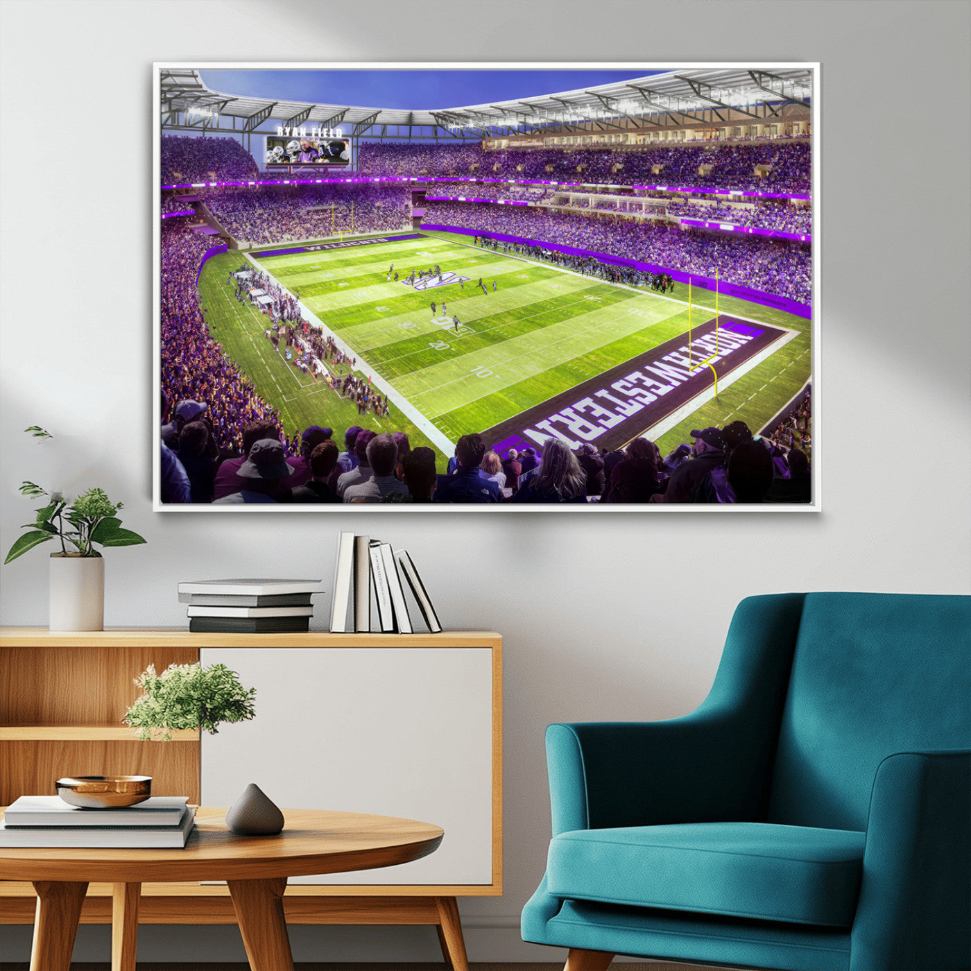 MGV-FC-36X24 - Northwestern University Wildcats Football Team Print - Evanston Ryan Field Wall Art Canvas Print