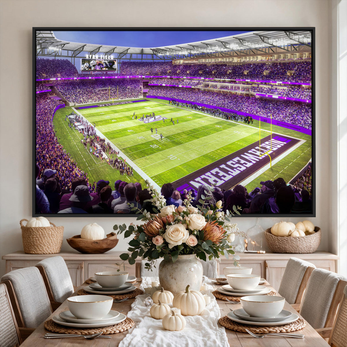 81245-MGV-CV-36X24 - Northwestern University Wildcats Football Team Print - Evanston Ryan Field Wall Art Canvas Print