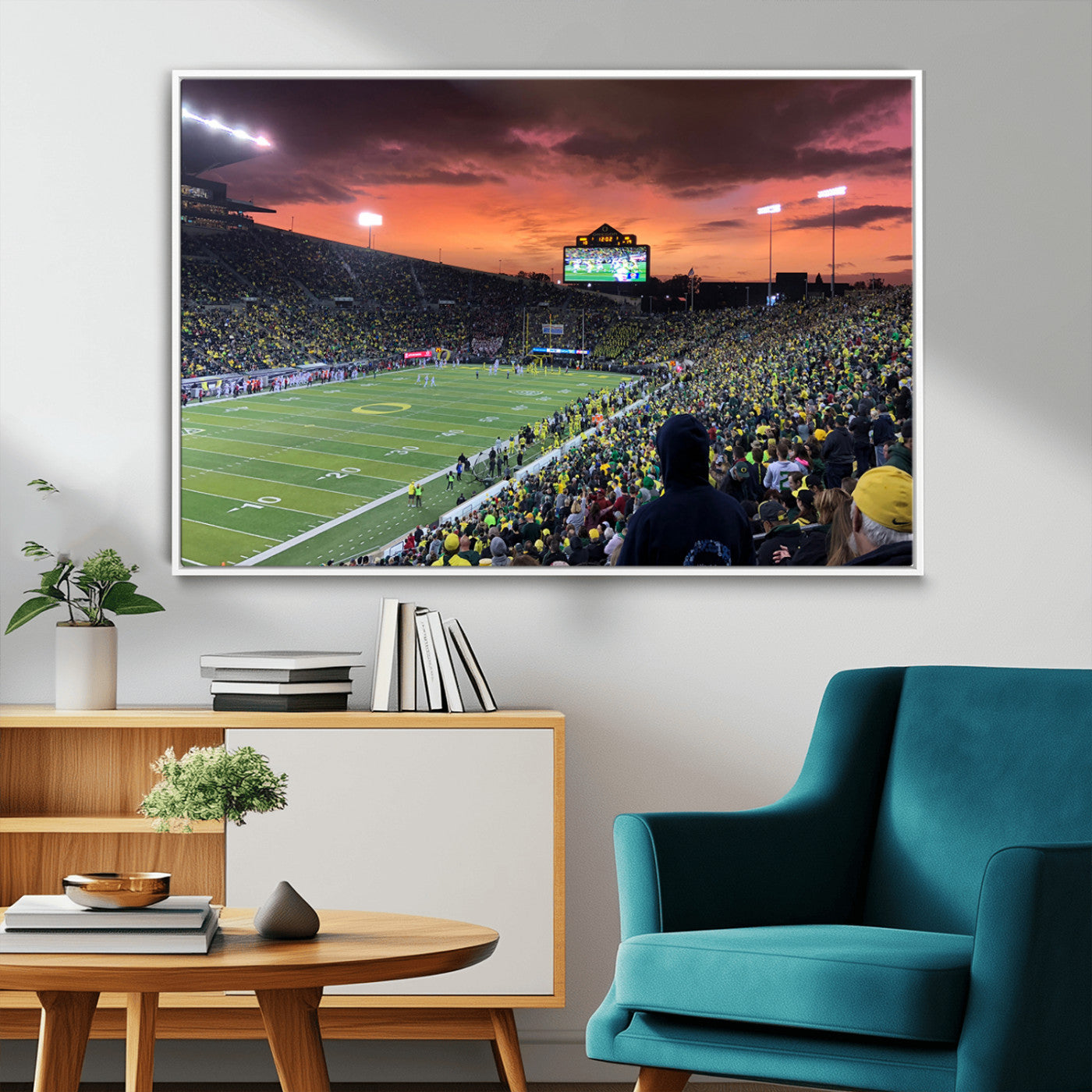 MGV-FC-36X24 - Eugene Autzen Stadium Canvas Wall Art Print – Sunset Over Iconic Football Field Wall Decor for Home