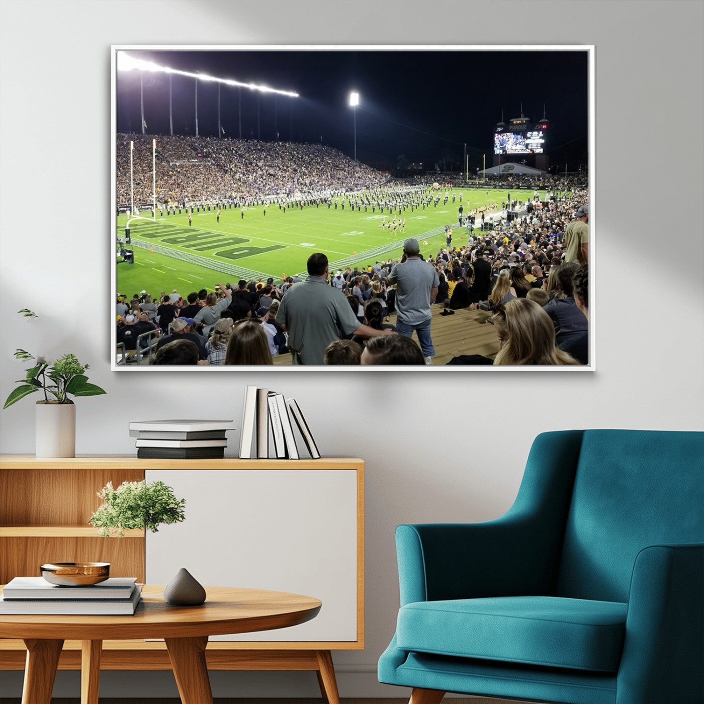 MGV-FC-36X24 - Purdue University Boilermakers Football Team Print - West Lafayette Ross-Ade Stadium Wall Art Canvas
