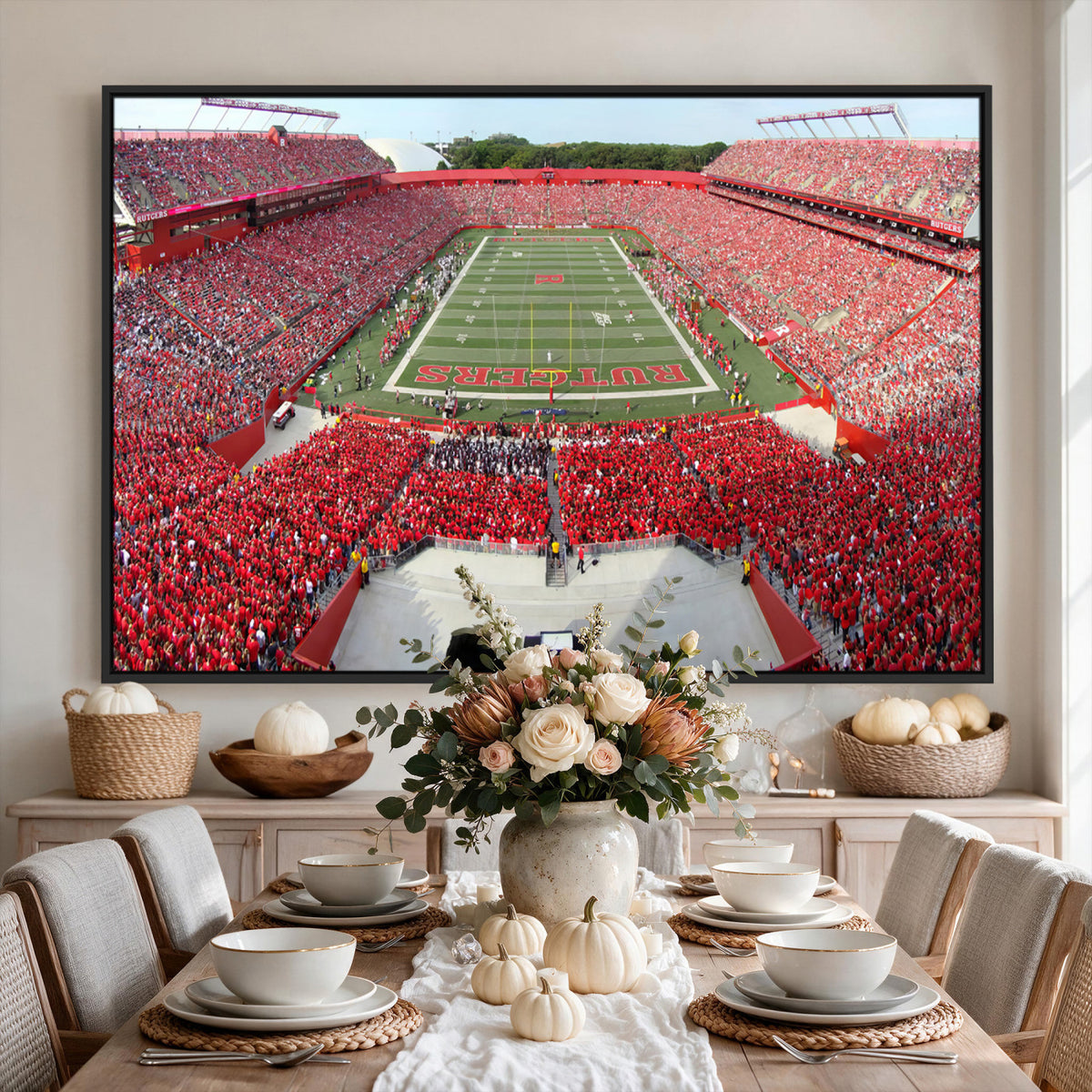 90818-PAN-FL-20X10 - Rutgers Scarlet Knights Football Team Print - Piscataway SHI Stadium Wall Art Canvas Print