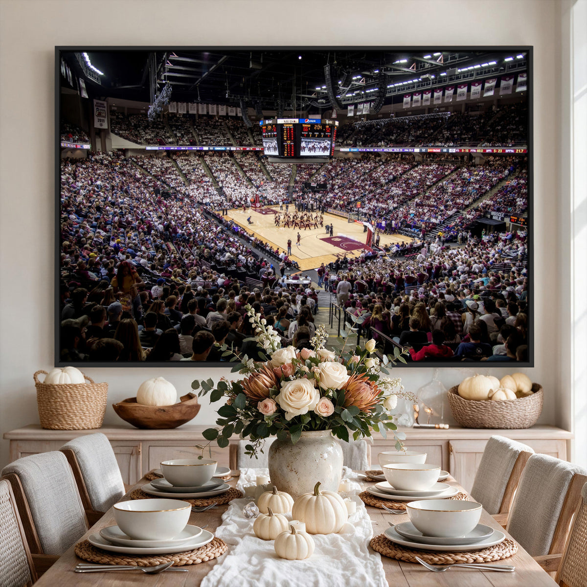 76876-MGV-CV-36X24 - University of Nebraska Cornhuskers Basketball Team Print - Lincoln Red Arena Wall Art Canvas Print