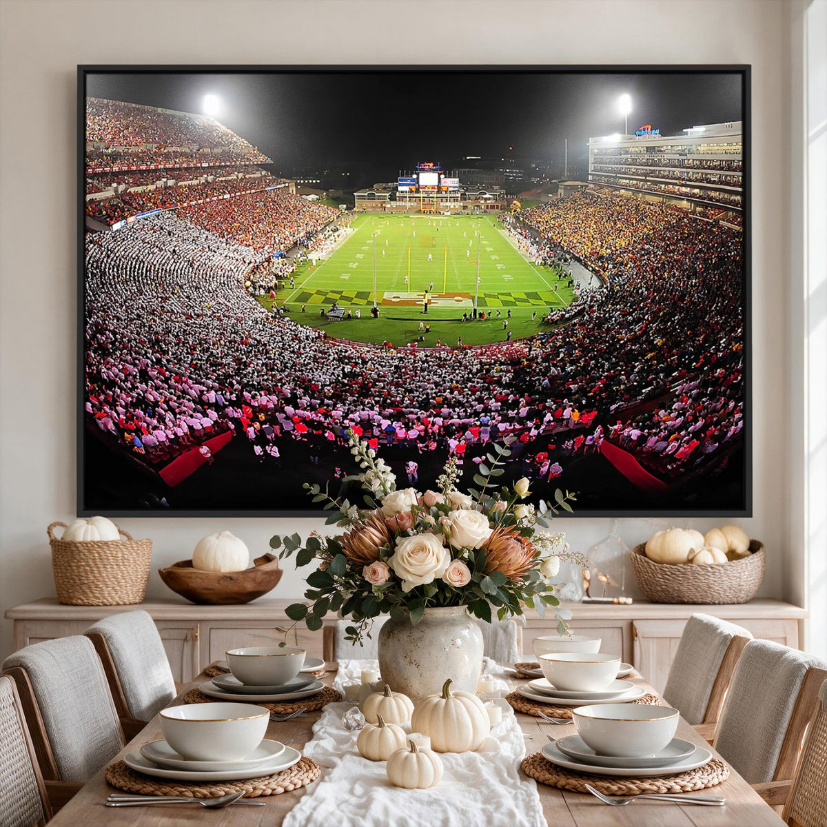 12091-PAN-FL-20X10 - University of Maryland Terrapins Football Team Print - College Park SECU Stadium Wall Art Canvas
