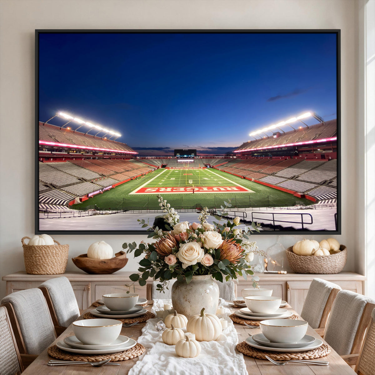 15051-MGV-CV-36X24 - Rutgers Scarlet Knights Football Team Print, Piscataway SHI Stadium