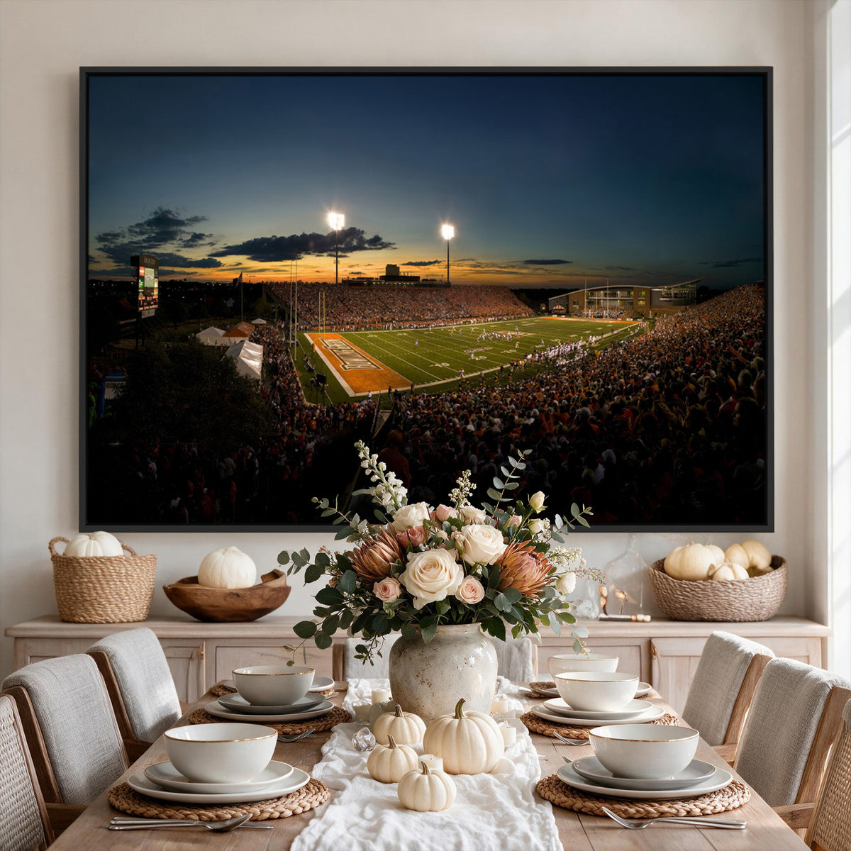 15980-PAN-FL-20X10 - Ball State Cardinals Football Team Print - Muncie Scheumann Stadium Wall Art Canvas Print