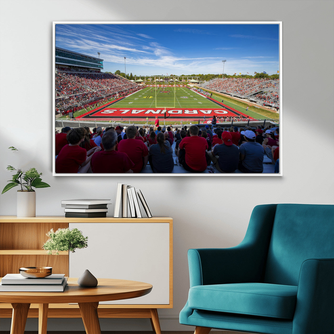 MGV-FC-36X24 - Ball State Cardinals Football Team Print - Muncie Scheumann Stadium Wall Art Canvas Print