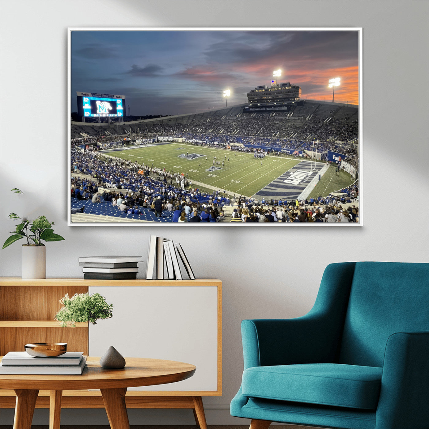 MGV-FC-36X24 - Memphis Tigers Football Team Print - Memphis Simmons Bank Liberty Stadium Wall Art Canvas Print
