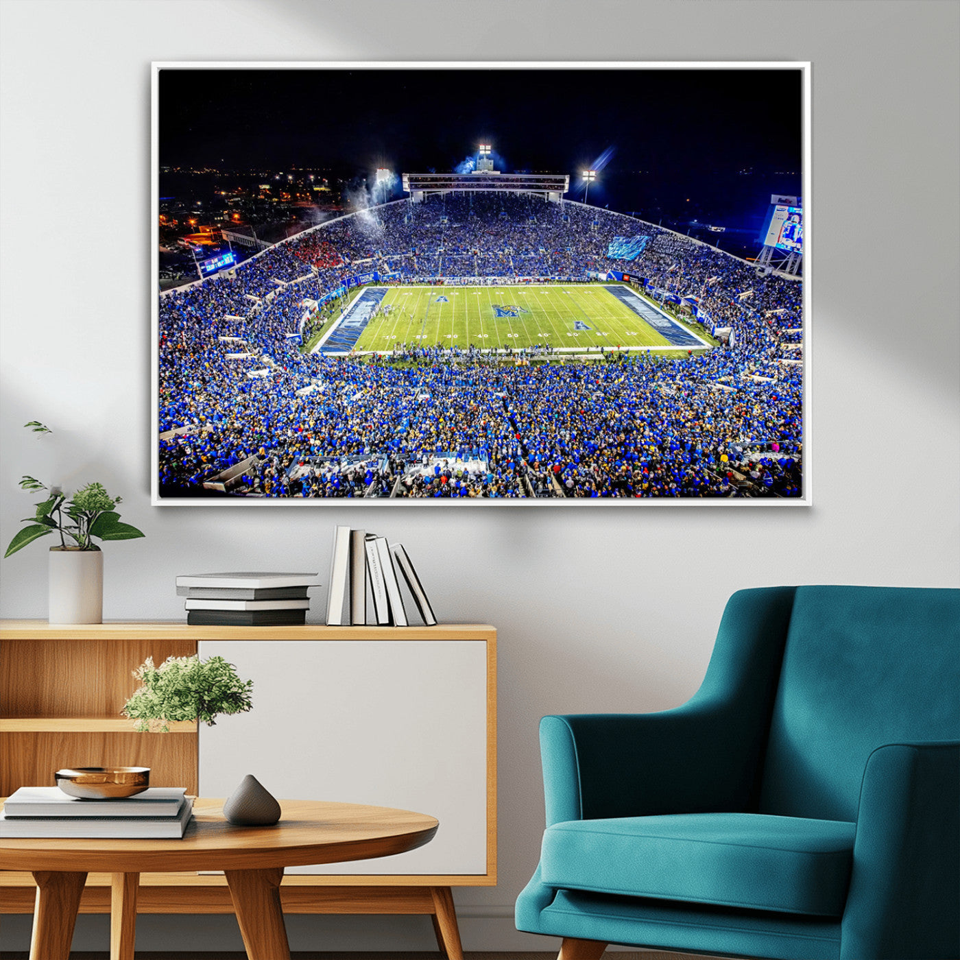 MGV-FC-36X24 - University of Memphis Tigers Football Team Print - Memphis Simmons Bank Liberty Stadium Wall Art