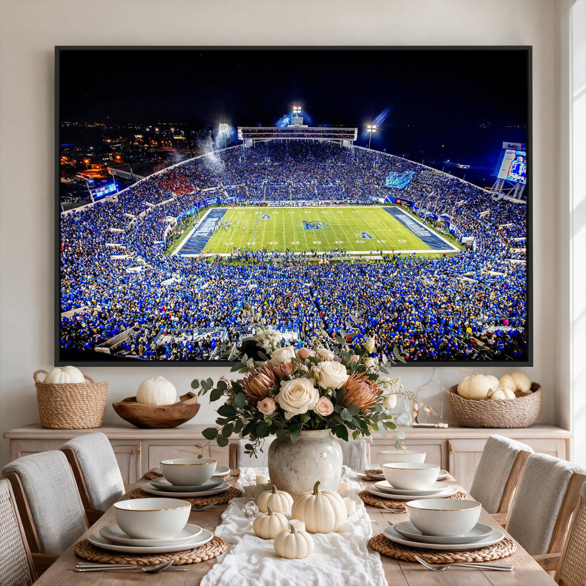 11665-PAN-FL-20X10 - University of Memphis Tigers Football Team Print - Memphis Simmons Bank Liberty Stadium Wall Art