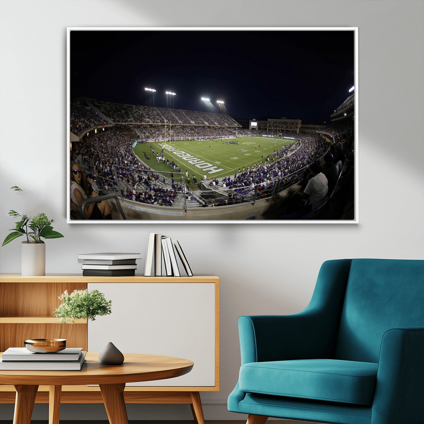 MGV-FC-36X24 - TCU Horned Frogs Football Team Print - Fort Worth Amon G. Carter Stadium Wall Art Canvas Print.