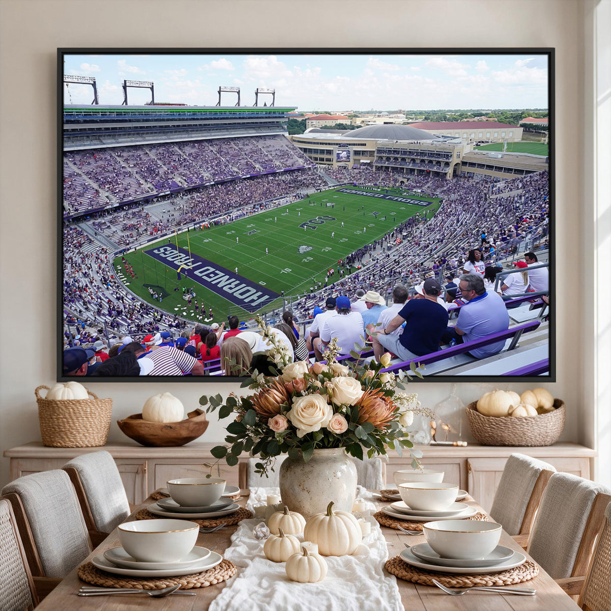 95139-MGV-CV-36X24 - The Texas Christian University TCU Horned Frogs Football Team Print, Fort Worth