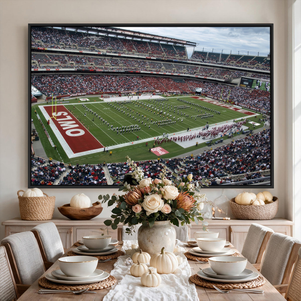 15310-PAN-FL-20X10 - The Temple University Owls Athletics Team Print - Philadelphia Lincoln Financial Field Stadium Wall