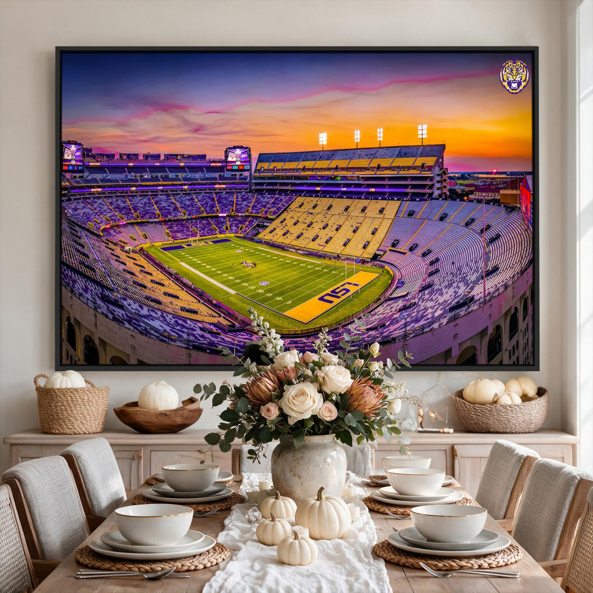 93538-MGV-CV-36X24 - The Louisiana State University Tigers Football Team Print, Framed and Ready to Hang Stadium Print