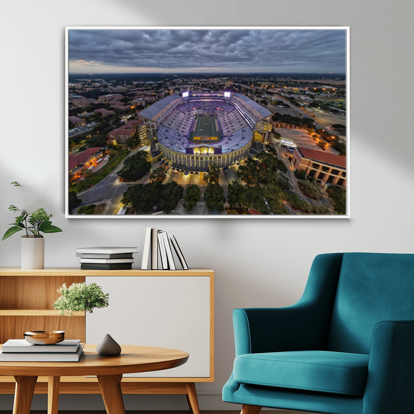 MGV-FC-36X24 - The Louisiana State University Tigers Football Team Print - Baton Rouge Tiger Stadium Wall Art
