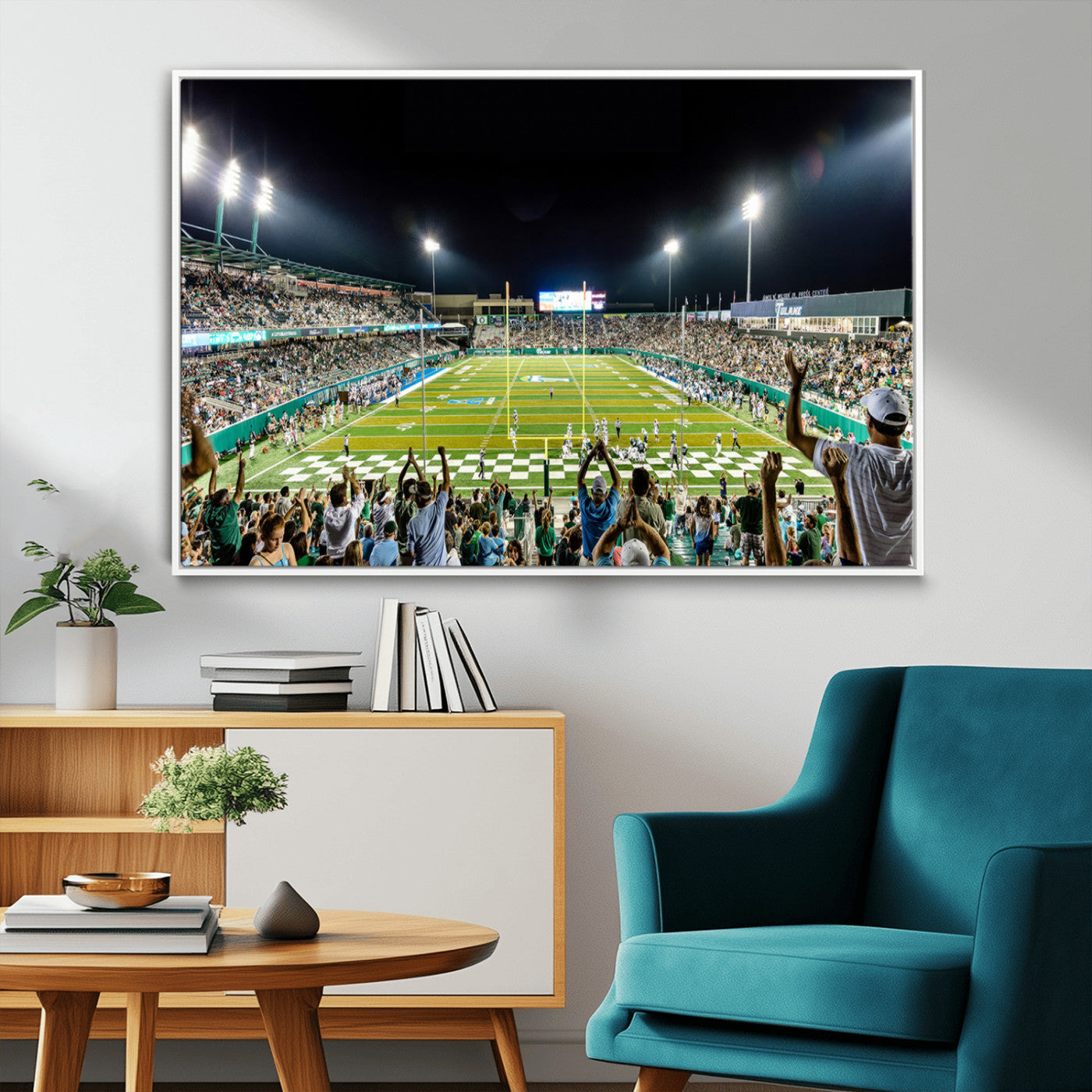 MGV-FC-36X24 - The Tulane University Green Wave Football Team Print - New Orleans Yulman Stadium Wall Art Canvas