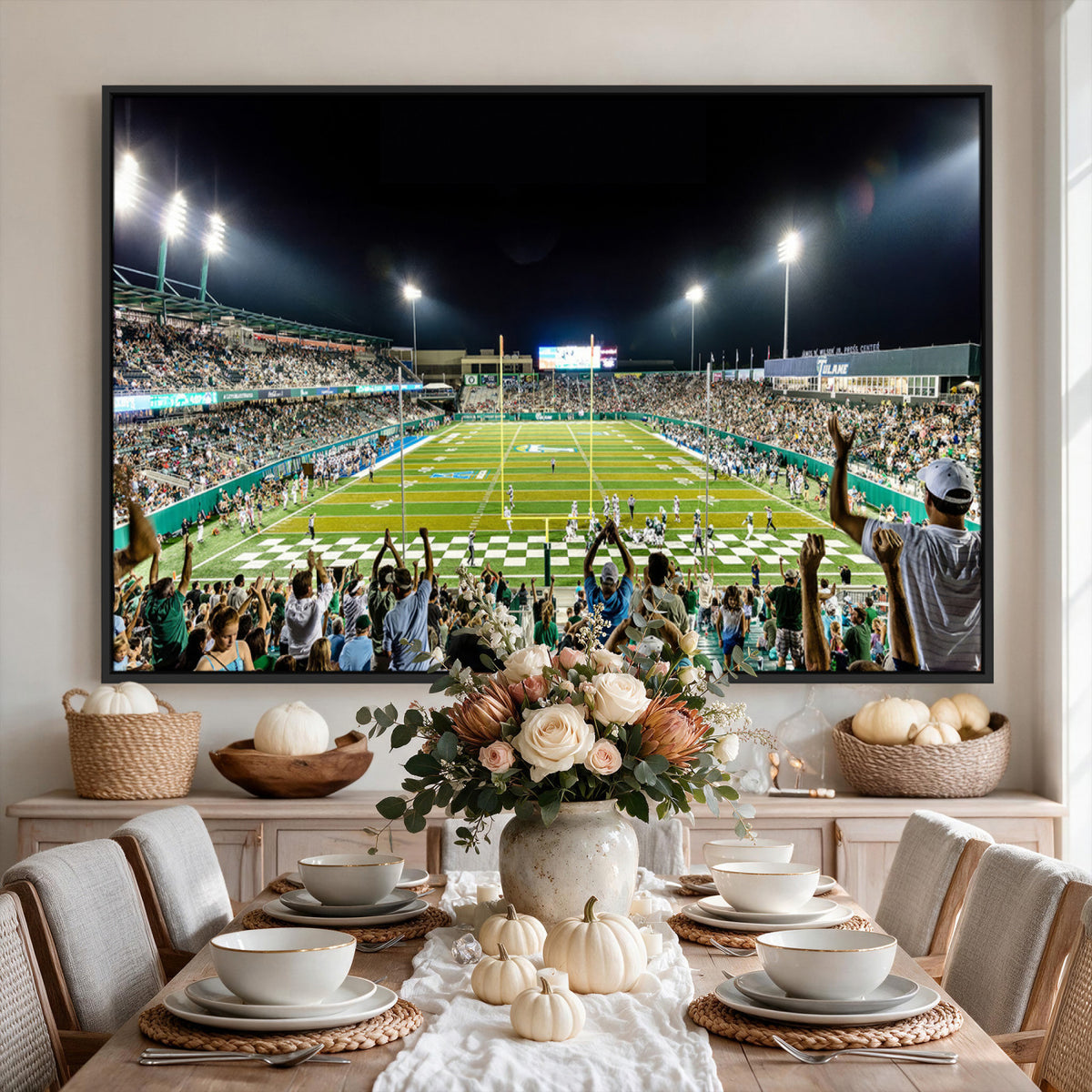 56448-MGV-CV-36X24 - The Tulane University Green Wave Football Team Print, New Orleans Yulman Stadium