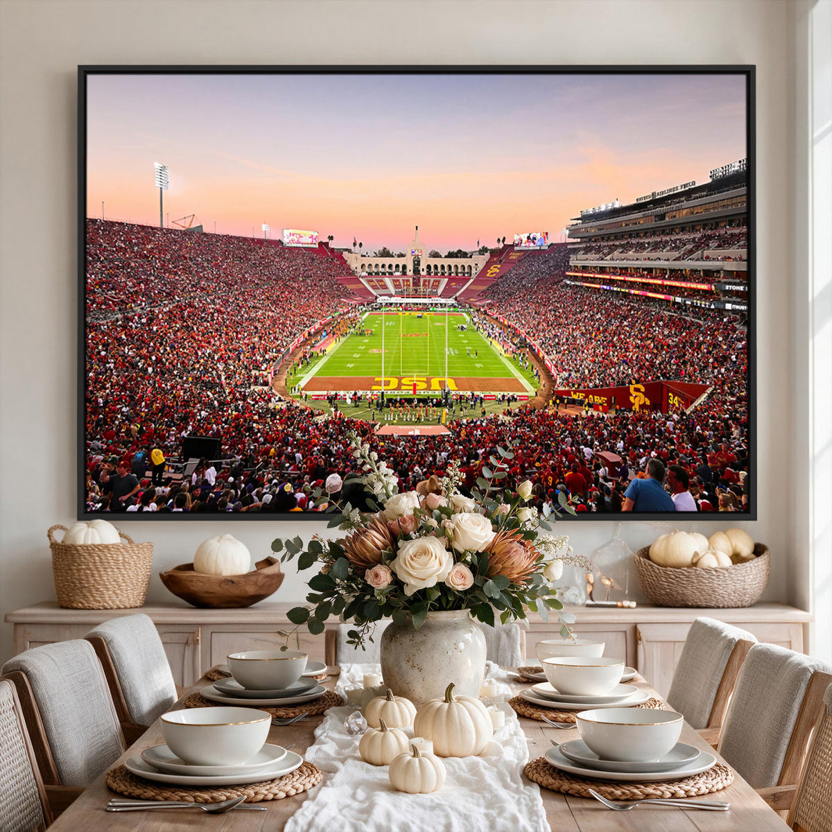 39904-MGV-CV-36X24 - The University of Southern California USC Trojans Football Team Print, Home Bar Wall Decor