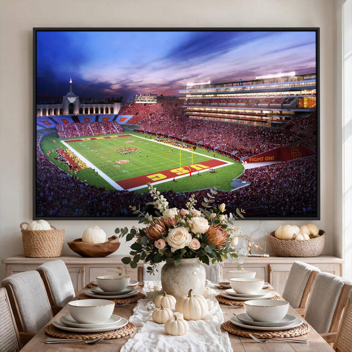 71879-MGV-CV-36X24 - The University of Southern California USC Trojans Football Team Print, Framed and Ready to Hang