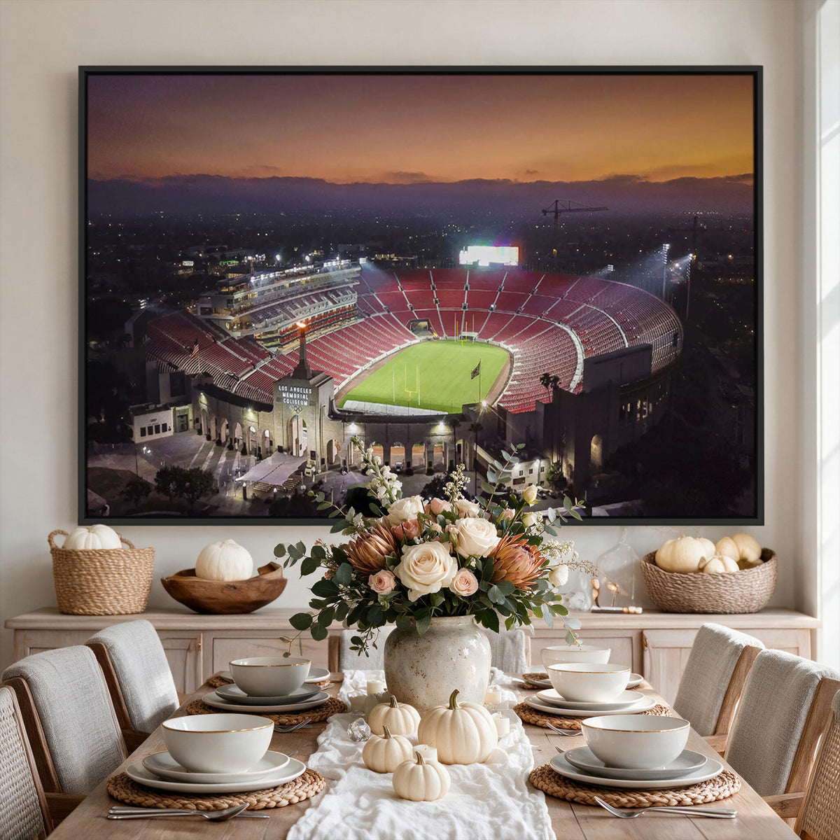 50666-MGV-CV-36X24 - The University of Southern California USC Trojans Football Team Print, Los Angeles Memorial Coliseum