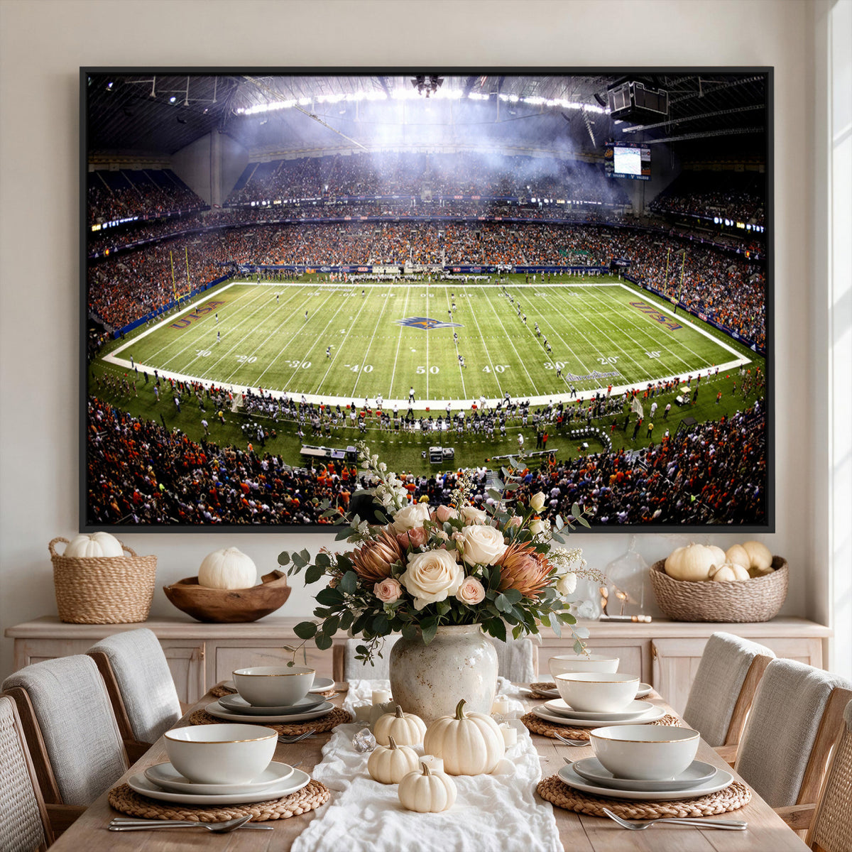 46972-MGV-CV-36X24 - The University of Texas at San Antonio Roadrunners Football Team Print, Framed and Ready to Hang