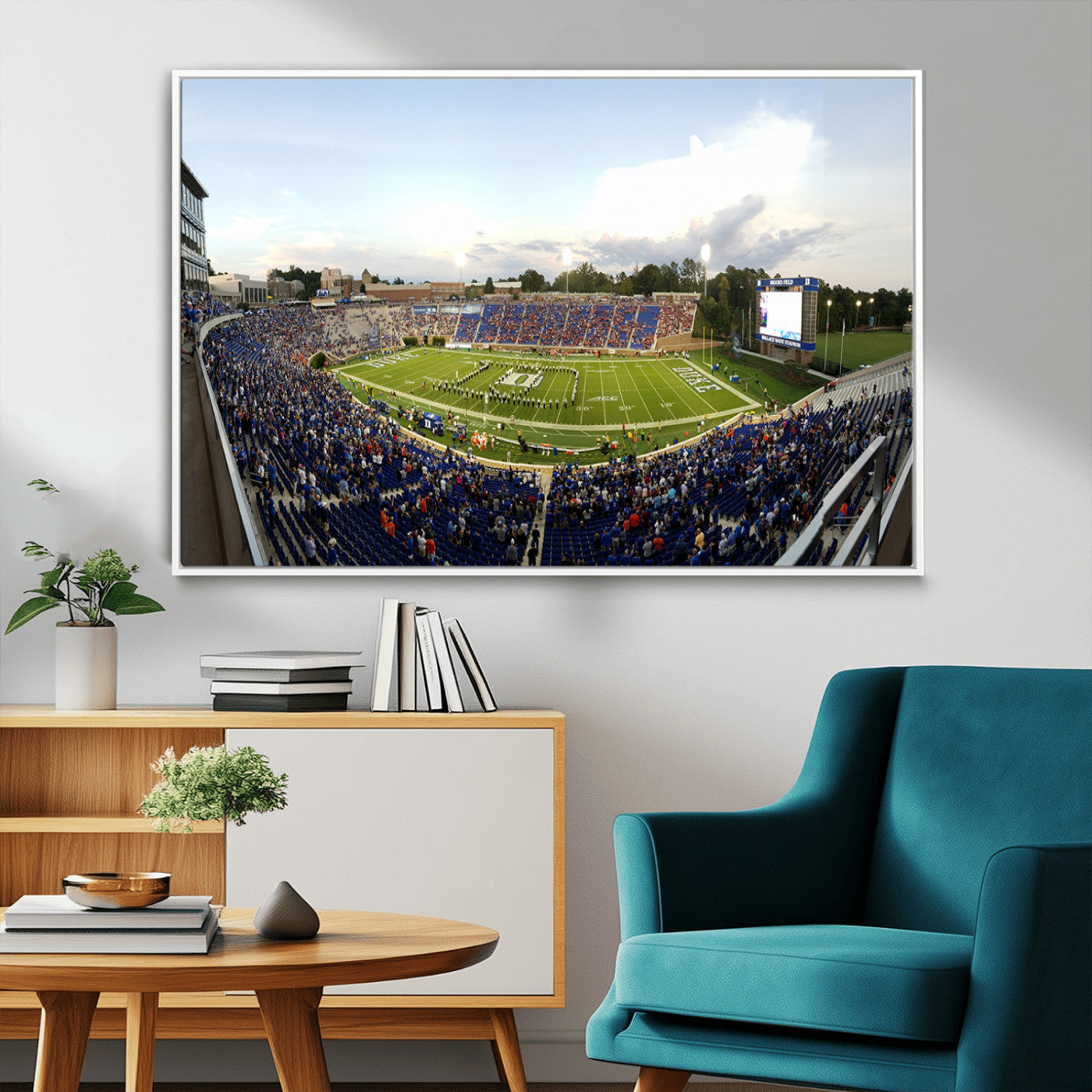 MGV-FC-36X24 - The Duke University Blue Devils Football Team Print - Durham Wallace Wade Stadium Wall Art Canvas