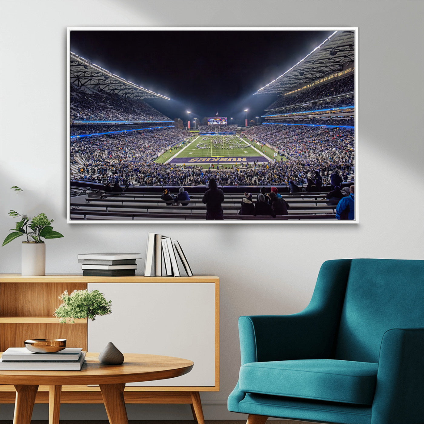 MGV-FC-36X24 - The University of Washington Huskies Football Team Print - Seattle Husky Stadium Wall Art Canvas