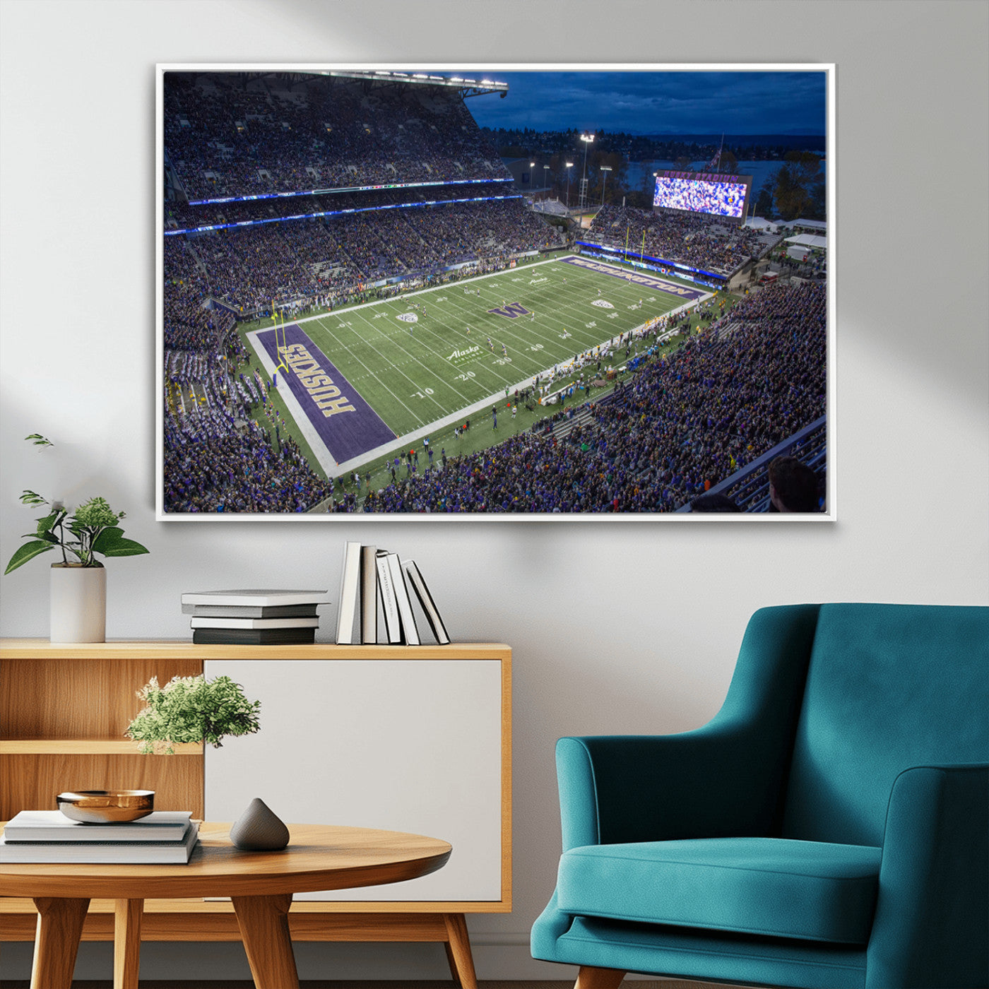 MGV-FC-36X24 - The University of Washington Huskies Football Team Print - Seattle Husky Stadium Wall Art Canvas