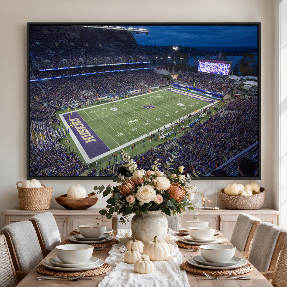 84780-MGV-CV-36X24 - The University of Washington Huskies Football Team Print, Framed and Ready to Hang