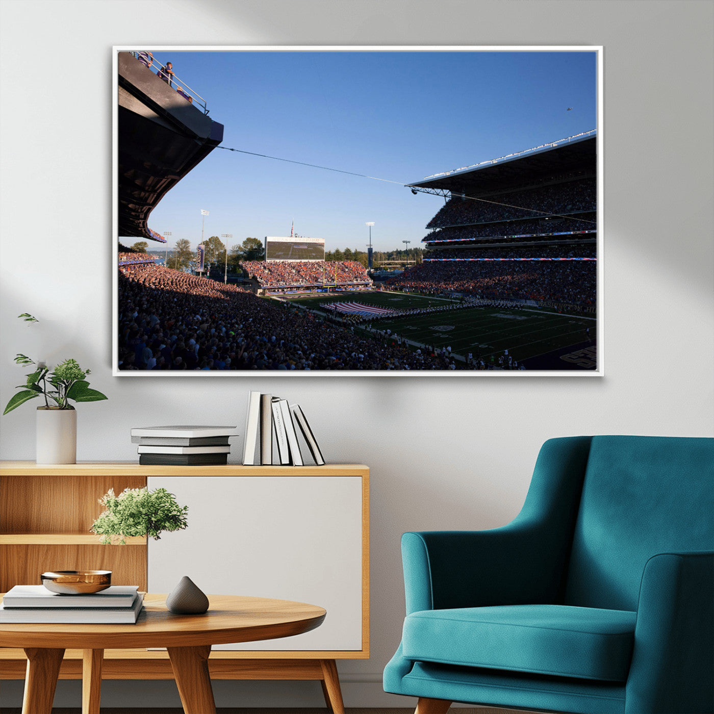 MGV-FC-36X24 - The University of Washington Huskies Football Team Print - Seattle Husky Stadium Wall Art Canvas
