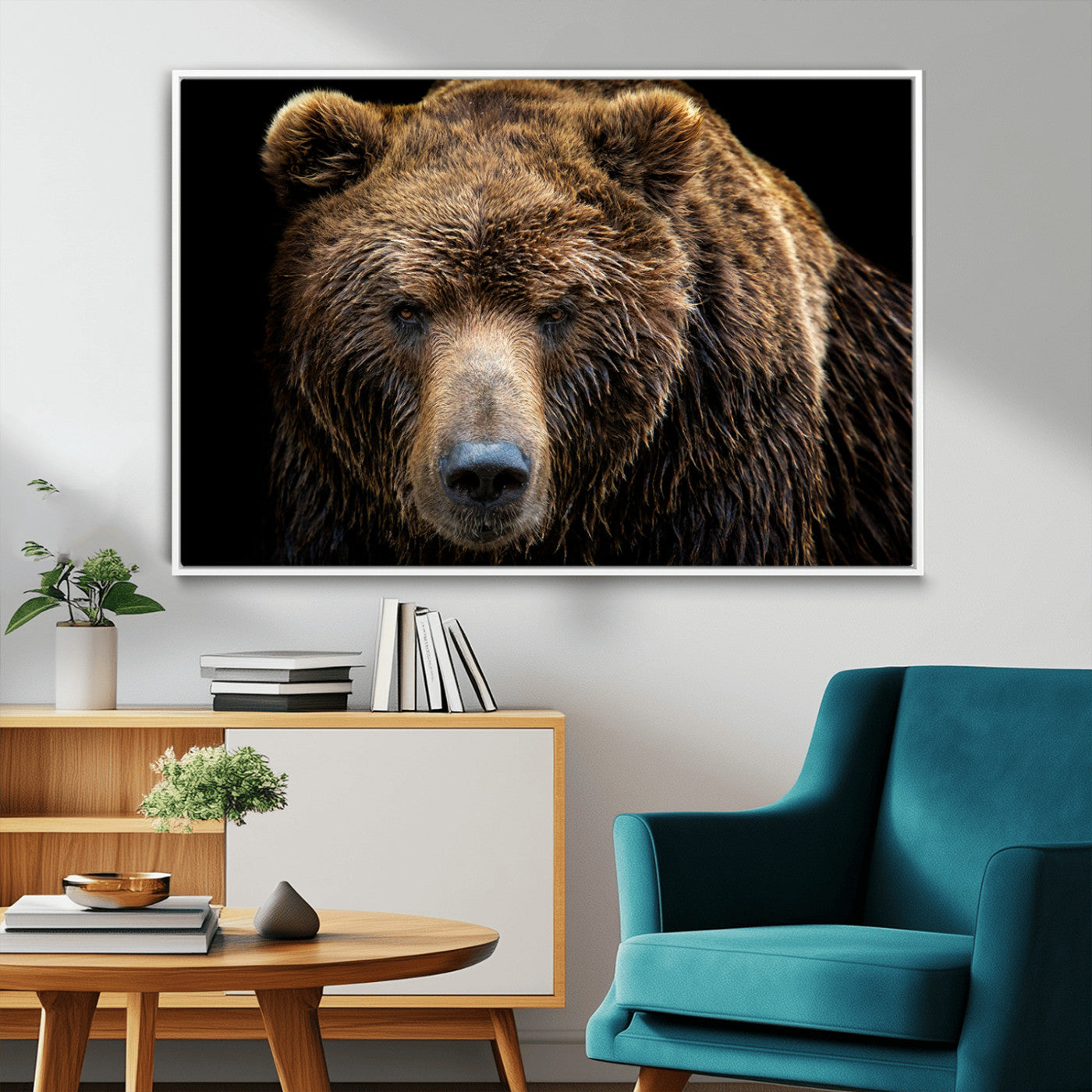 MGV-FC-36X24 - Grizzly Brown Bear Canvas Wall Art, Wildlife Animal Canvas Artwork Bear Print, Bear Wall Art Print,