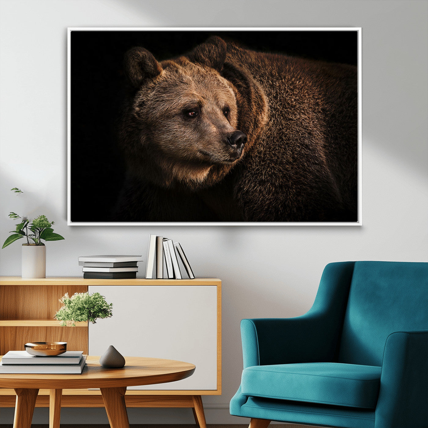 MGV-FC-36X24 - Wild Grizzly 399 Bear Canvas Wall Art Print, Bear Animal Canvas Artwork Print, Black Bear Wall Art