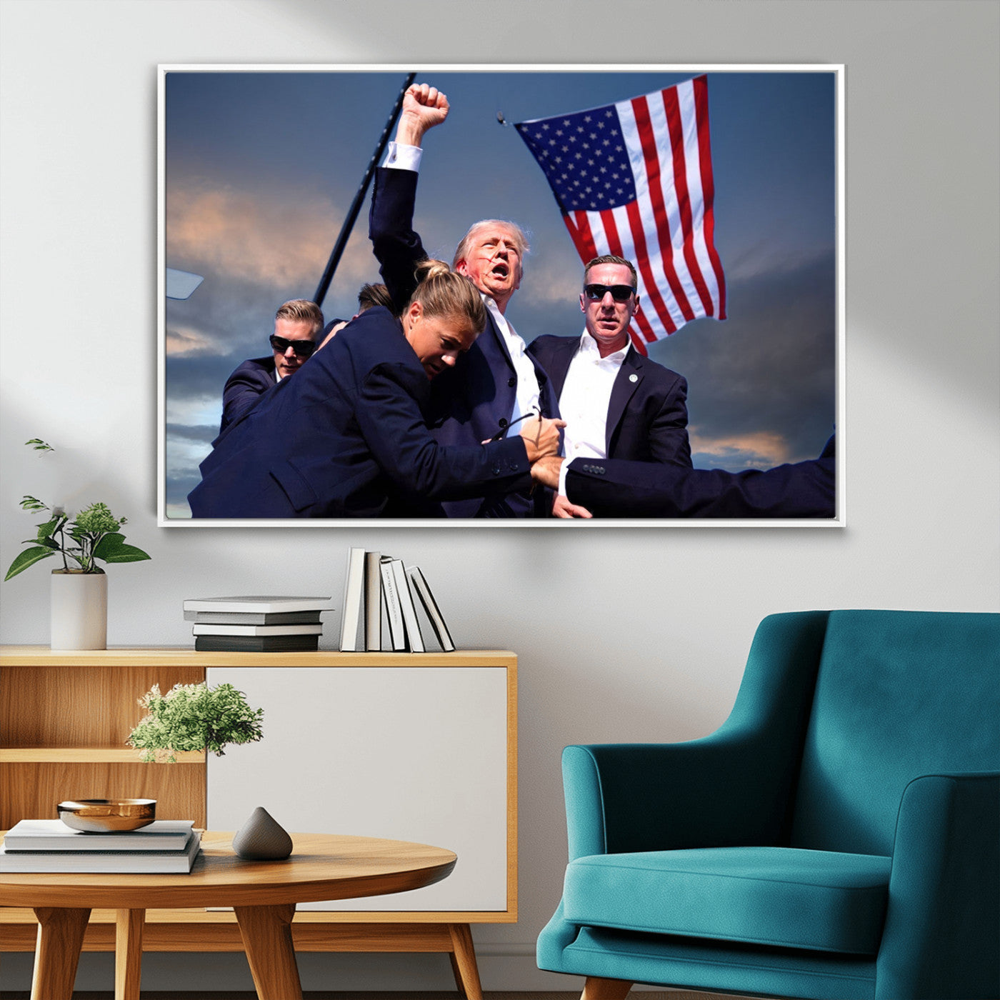 MGV-FC-36X24 - Donald Trump Assassination Attempt Wall Art Print, Trump Historic Footage - Iconic Reaction by Trump