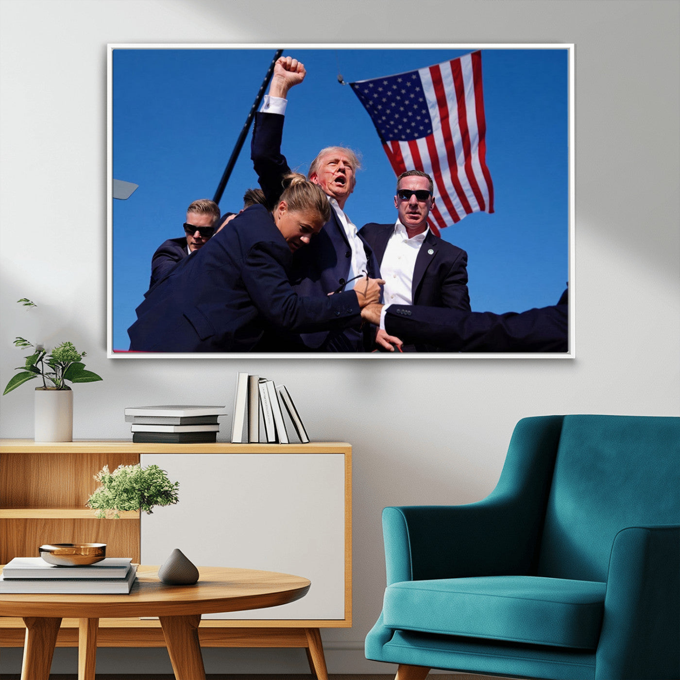 MGV-FC-36X24 - Donald Trump Assassination Attempt Wall Art Print, Trump Historic Footage - Iconic Reaction by Trump