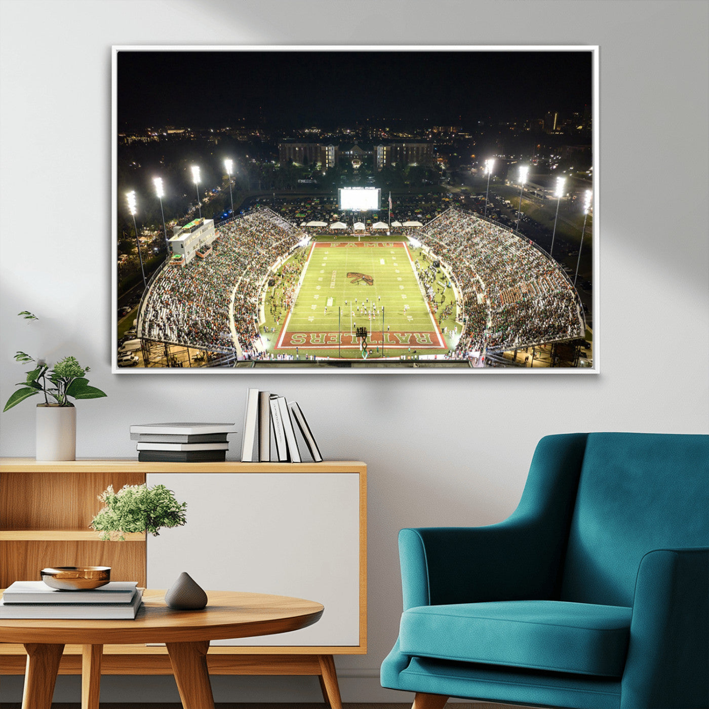 MGV-FC-36X24 - Florida A&M Rattlers Football Team Print - Tallahassee Bragg Memorial Stadium Wall Art Canvas Print