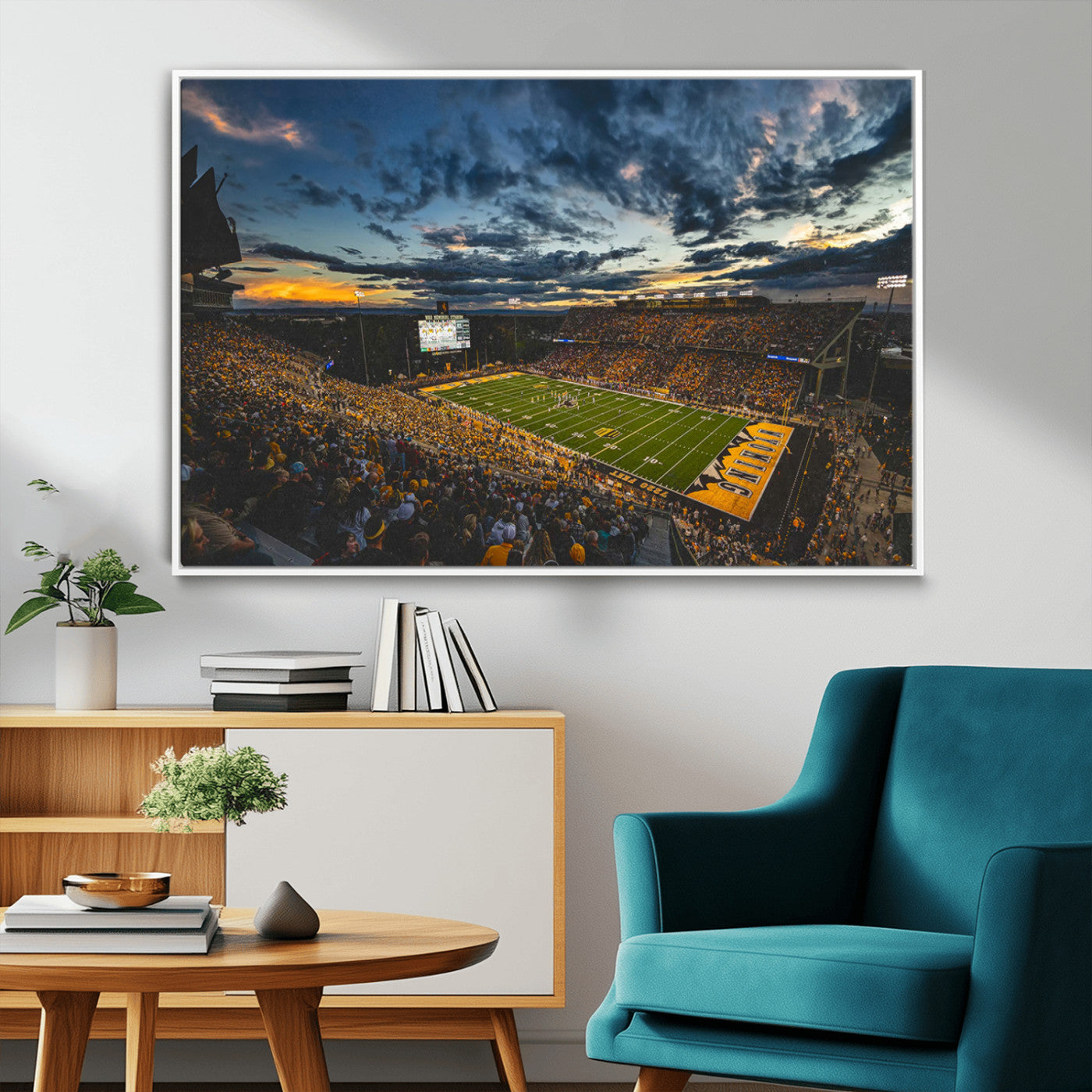 MGV-FC-36X24 - University of Wyoming Cowboys Football Team Print - Laramie War Memorial Stadium Wall Art Canvas